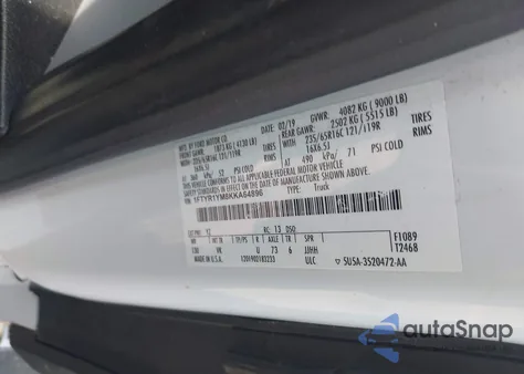 2019 Ford Transit T-250 z USA, uszkodzony, nr VIN 1FTYR1YM8KKA64896